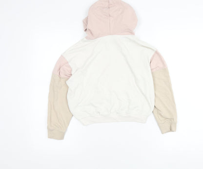H&M Girls Harry Potter Hoodie 9-10Y Pink Beige White Pullover Hogwarts Crest