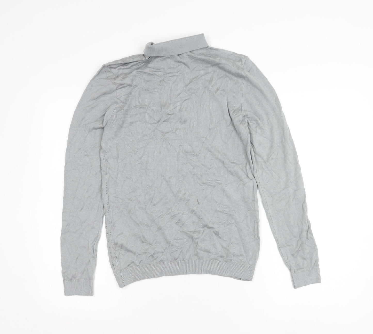 Topman Men’s Grey Long Sleeve Polo Shirt XS 1/4 Zip Knit