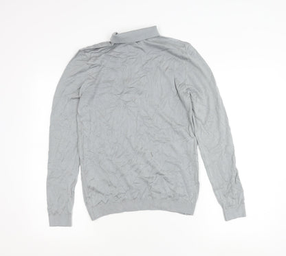 Topman Men’s Grey Long Sleeve Polo Shirt XS 1/4 Zip Knit