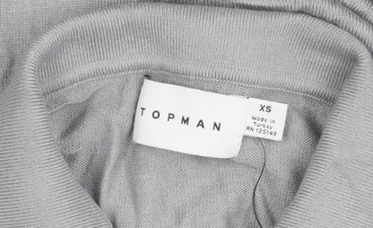 Topman Men’s Grey Long Sleeve Polo Shirt XS 1/4 Zip Knit