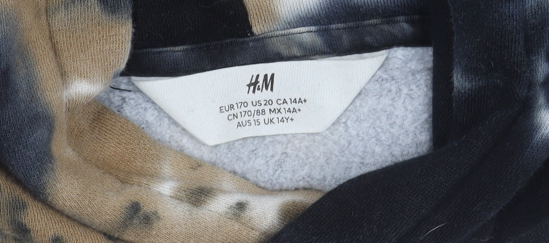 H&M Boys Multicoloured Tie-Dye Pullover Hoodie 14Y Fleece Cotton Blend