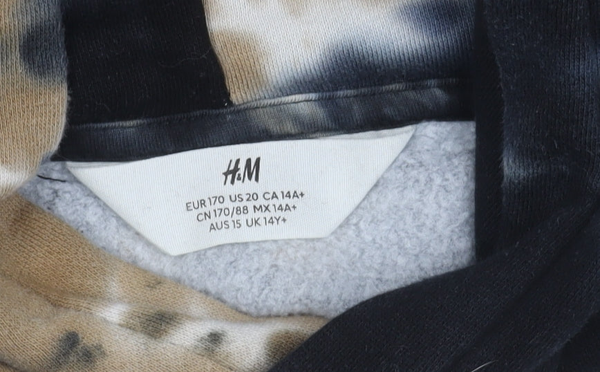 H&M Boys Multicoloured Tie-Dye Pullover Hoodie 14Y Fleece Cotton Blend