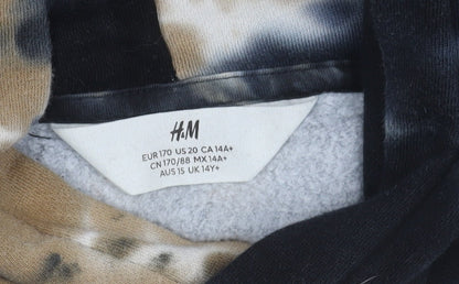 H&M Boys Multicoloured Tie-Dye Pullover Hoodie 14Y Fleece Cotton Blend