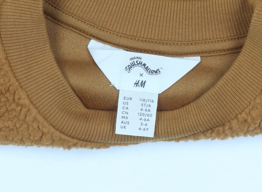 H&M Boys Brown Squishmallows Pullover Jumper 4-6Y Fleece Crew Neck