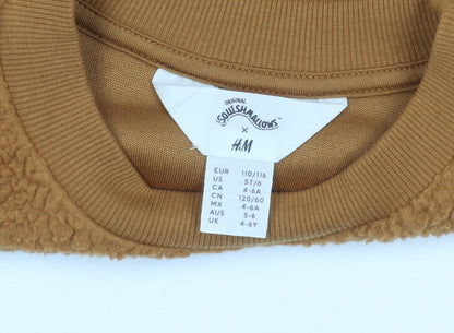 H&M Boys Brown Squishmallows Pullover Jumper 4-6Y Fleece Crew Neck