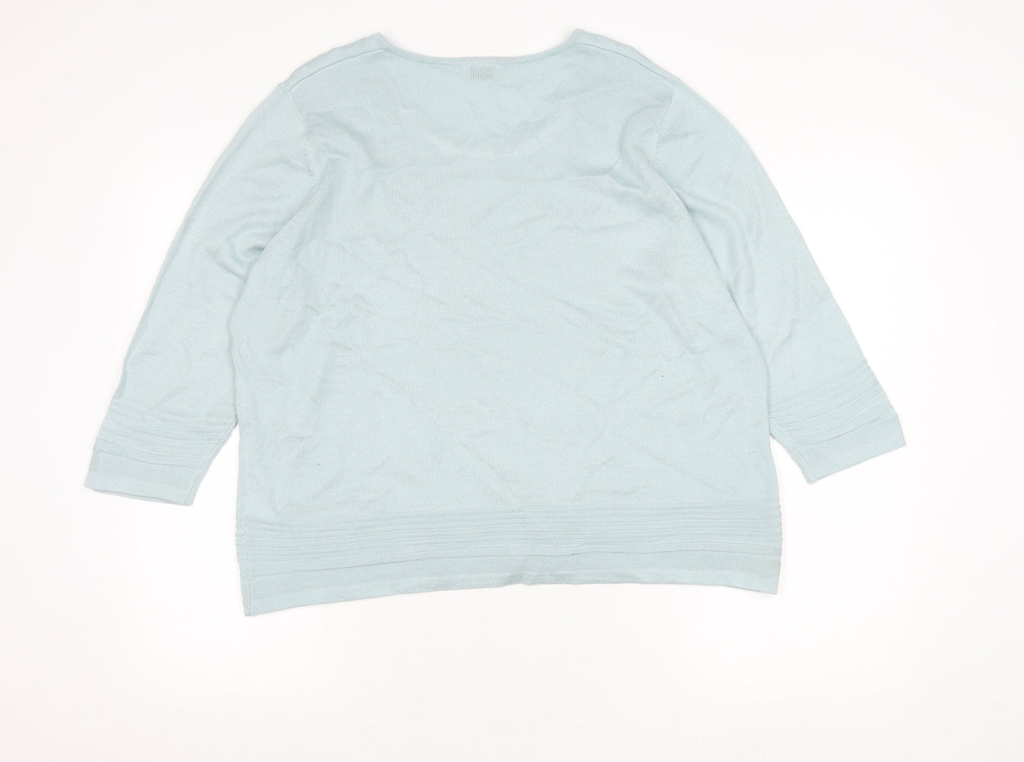 Eastex Women’s Blue Size 18 Scoop Neck 3/4 Sleeve Pullover Jumper