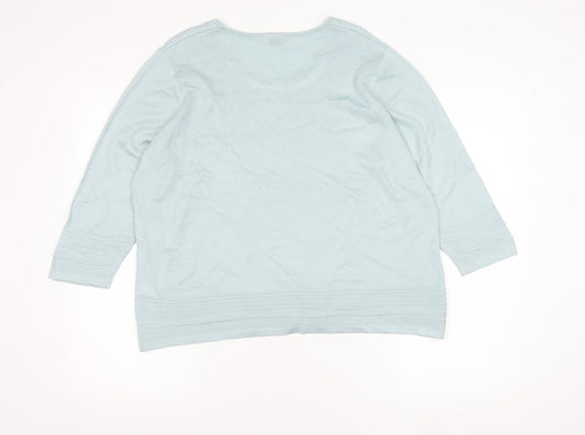 Eastex Women’s Blue Size 18 Scoop Neck 3/4 Sleeve Pullover Jumper