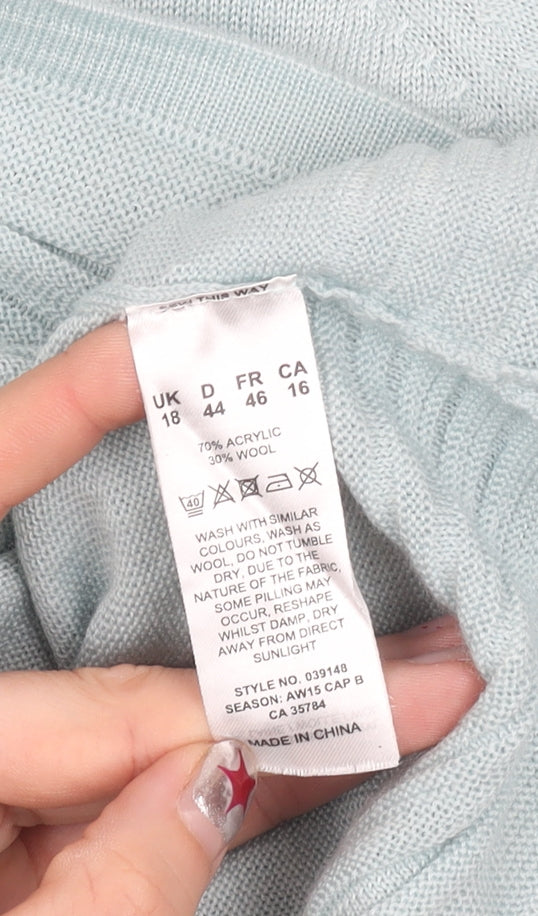 Eastex Women’s Blue Size 18 Scoop Neck 3/4 Sleeve Pullover Jumper