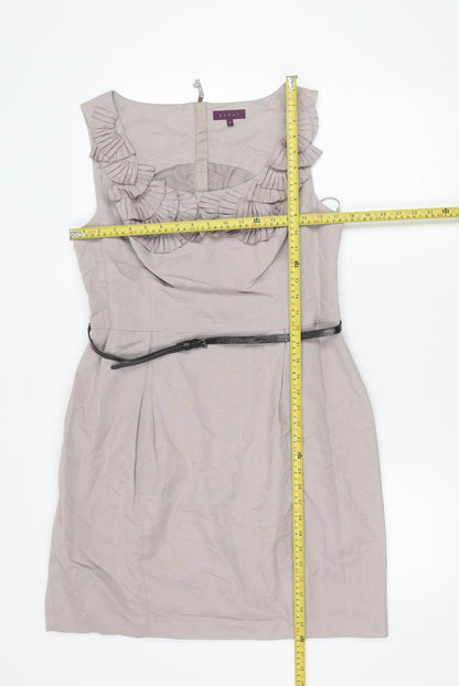 Début Women’s Beige Ruffle Sheath Knee Length Dress Size 16