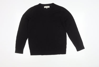 River Island Men's Black V-Neck Cotton Pullover Jumper Size S