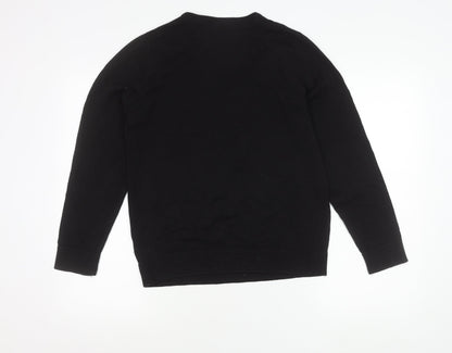 River Island Men's Black V-Neck Cotton Pullover Jumper Size S
