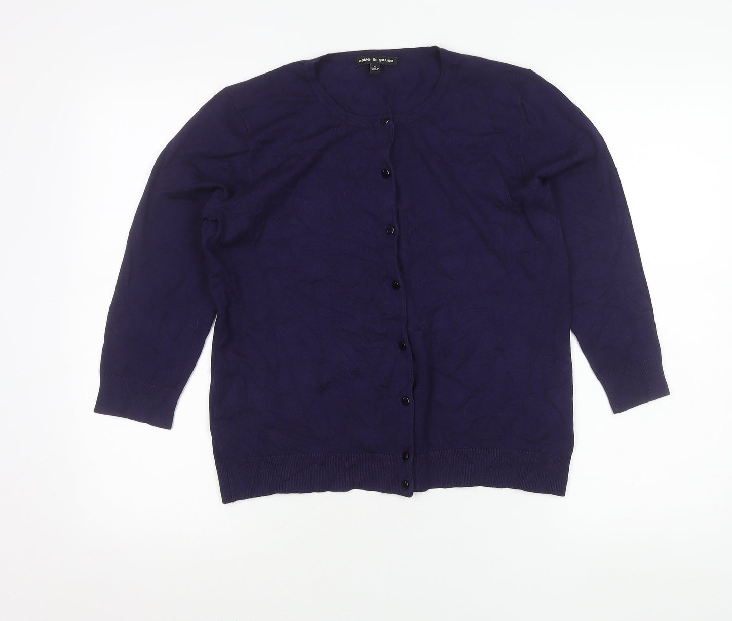 Womens UK Size M Cable & Gauge Purple Cardigan Jumper
