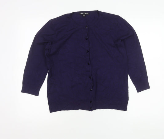 Cable & Gauge Women’s Purple Cardigan M Long Sleeve Crew Neck Knit