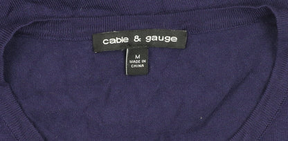 Womens UK Size M Cable & Gauge Purple Cardigan Jumper