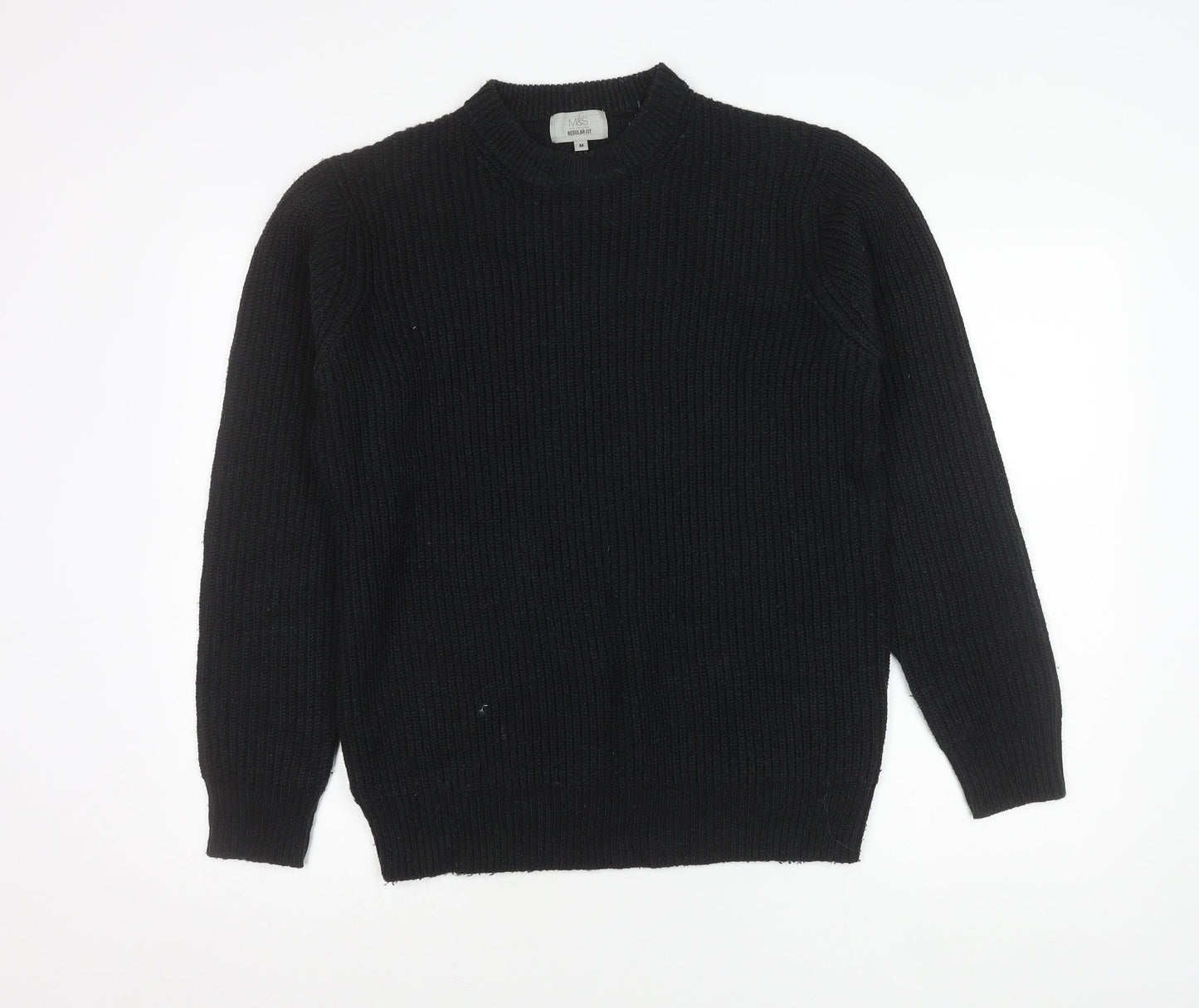 Marks and Spencer Mens Black M Pullover Jumper Regular Fit Knit