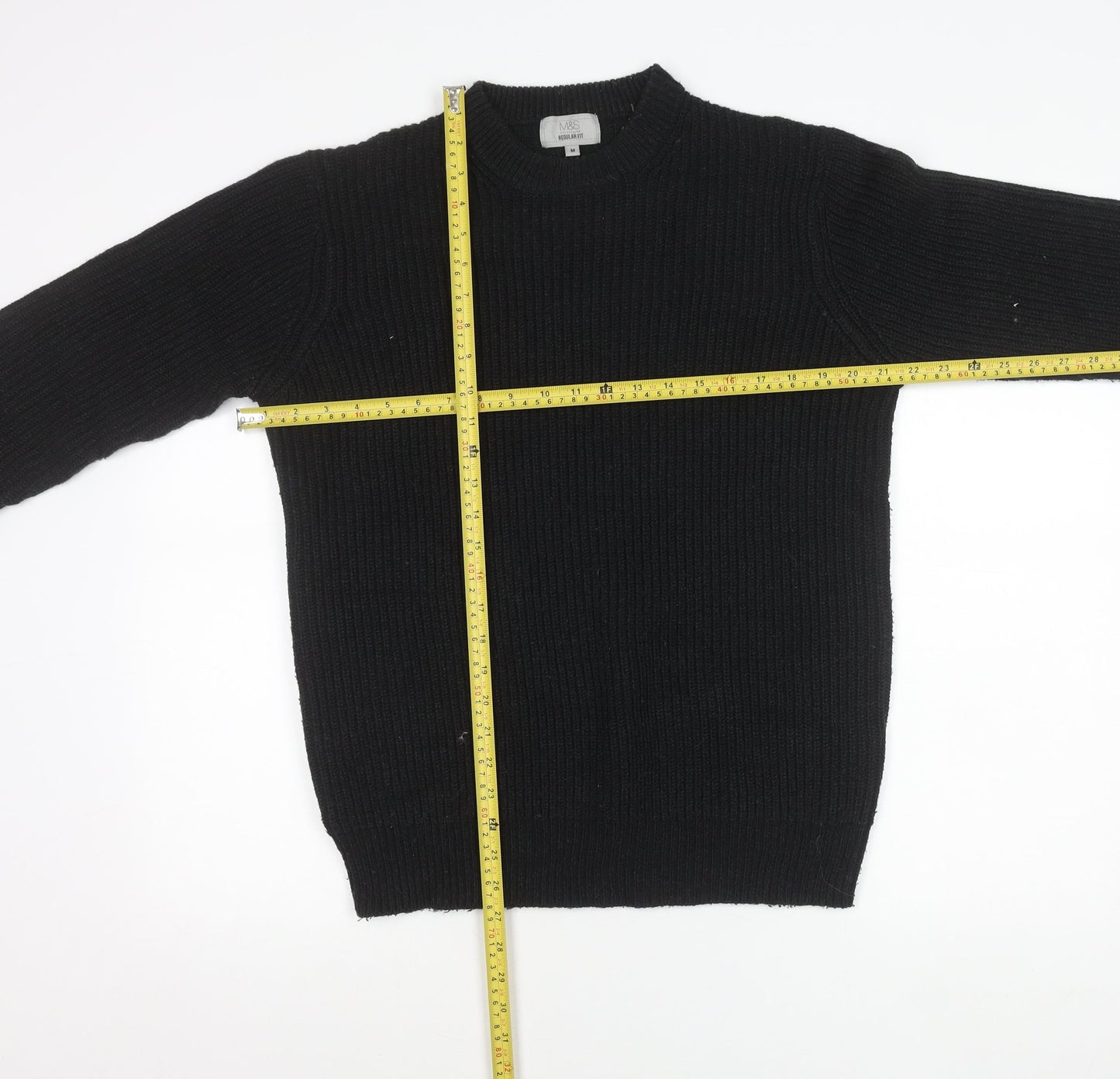 Marks and Spencer Mens Black M Pullover Jumper Regular Fit Knit