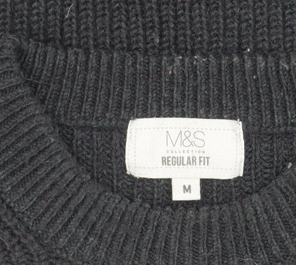 Marks and Spencer Mens Black M Pullover Jumper Regular Fit Knit