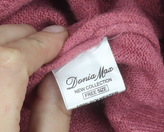 Donia Max Womens Pink Crew Neck Pullover Jumper One Size Fur Trim
