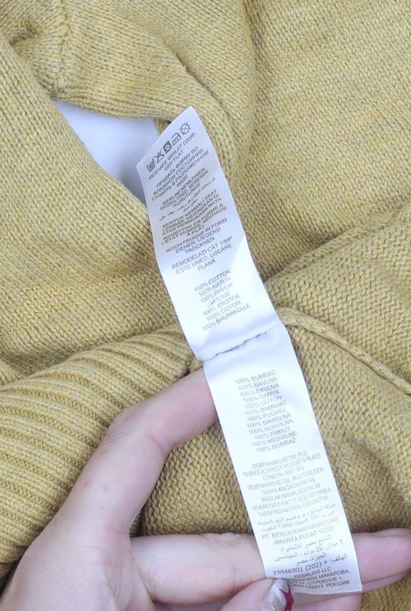 Maine New England Men's Yellow Cotton V-Neck Jumper Size M