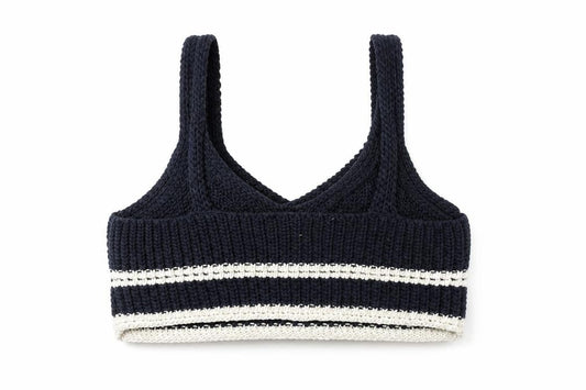 Front view of Zara Teens Blue Striped Knit Tank Top, size 8, V-Neck Camisole