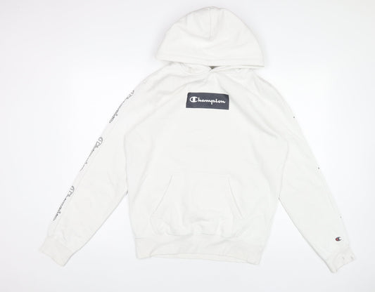 Mens UK Size M Champion White Pullover Hoodie