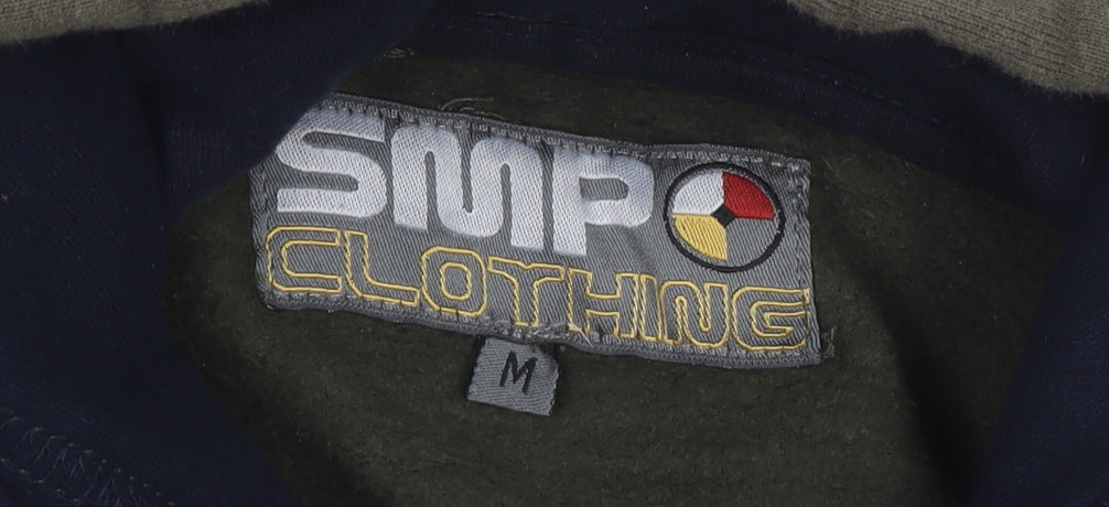 SMP Clothing Mens Green Blue Pullover Hoodie Size M Logo Graphic