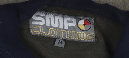 SMP Clothing Mens Green Blue Pullover Hoodie Size M Logo Graphic