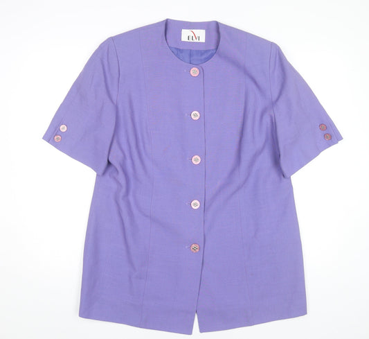 Elvi Women’s Purple Blazer Size 16 Short Sleeve Buttoned Jacket