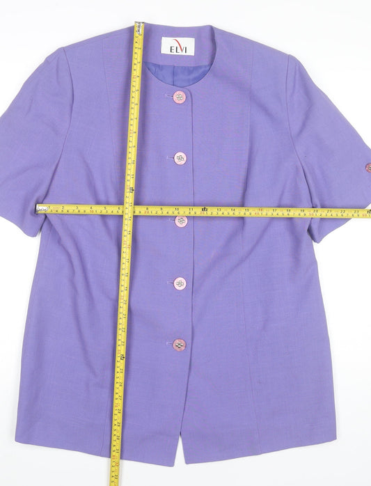 Elvi Women’s Purple Blazer Size 16 Short Sleeve Buttoned Jacket