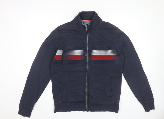 Tommy Hilfiger Men’s Blue Full Zip Sweatshirt L Striped Casual