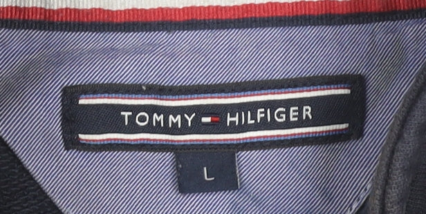 Tommy Hilfiger Men’s Blue Full Zip Sweatshirt L Striped Casual