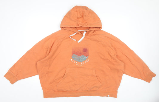 Animal Women’s Orange Pullover Hoodie UK 16 Graphic Print Cotton