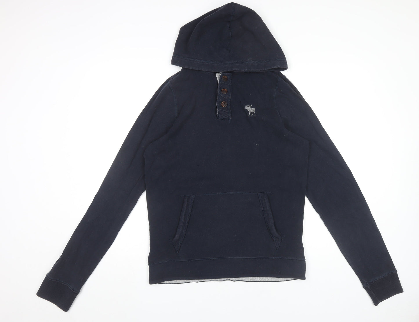 Abercrombie & Fitch Men’s Blue Henley Hoodie L Cotton