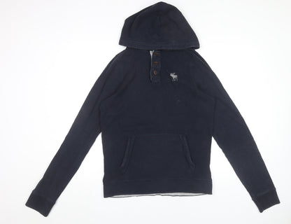 Abercrombie & Fitch Men’s Blue Henley Hoodie L Cotton