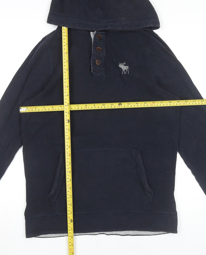 Abercrombie & Fitch Men’s Blue Henley Hoodie L Cotton