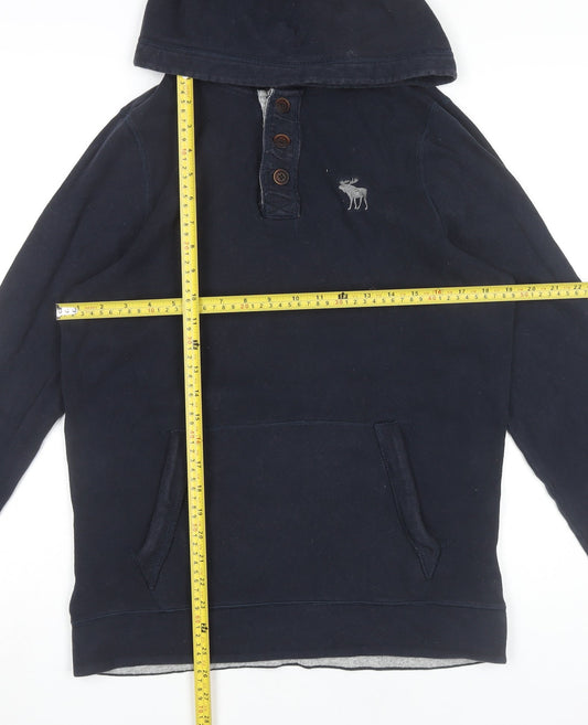 Abercrombie & Fitch Men’s Blue Henley Hoodie L Cotton