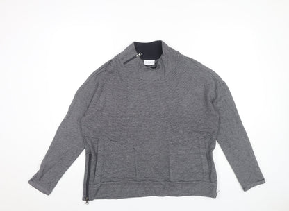 Foil Women’s Grey Striped Sweatshirt Small Roll Neck Zip Detail