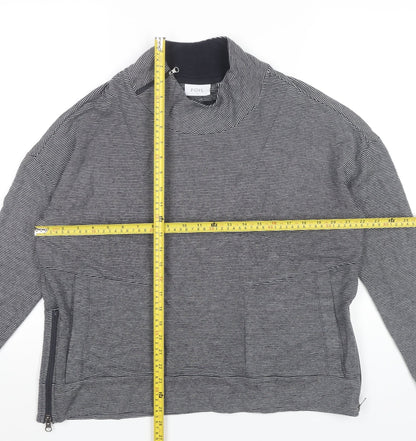 Foil Women’s Grey Striped Sweatshirt Small Roll Neck Zip Detail