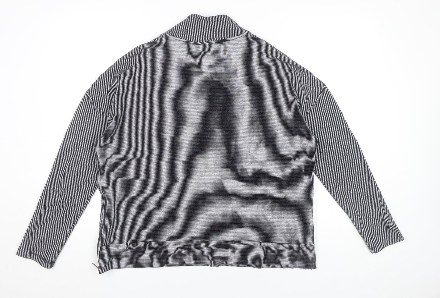 Foil Women’s Grey Striped Sweatshirt Small Roll Neck Zip Detail
