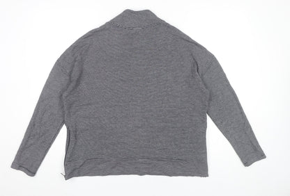 Foil Women’s Grey Striped Sweatshirt Small Roll Neck Zip Detail