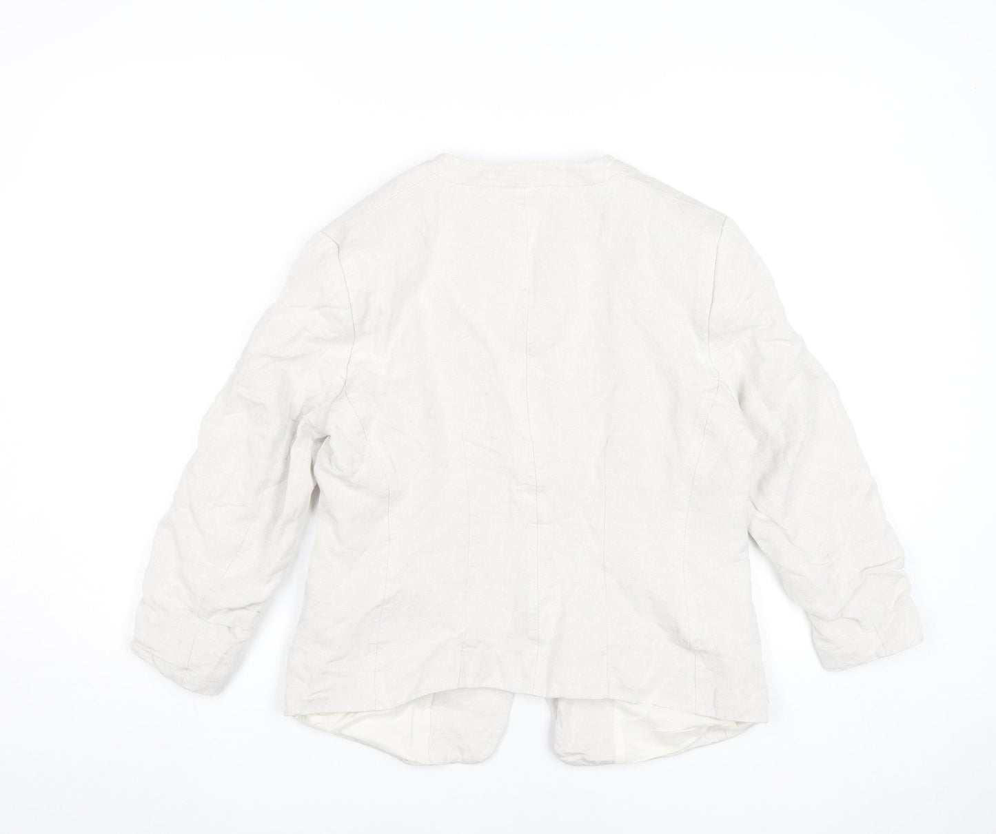 H&M Women Ivory Linen Blend Blazer UK 14 Classic Workwear