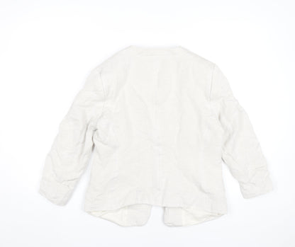 H&M Women Ivory Linen Blend Blazer UK 14 Classic Workwear