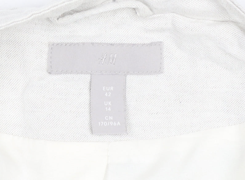 H&M Women Ivory Linen Blend Blazer UK 14 Classic Workwear