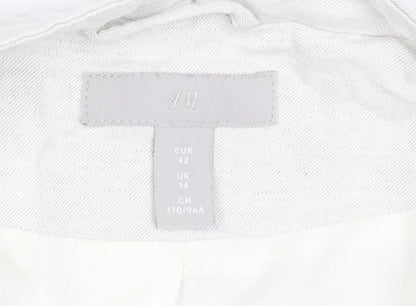 H&M Women Ivory Linen Blend Blazer UK 14 Classic Workwear