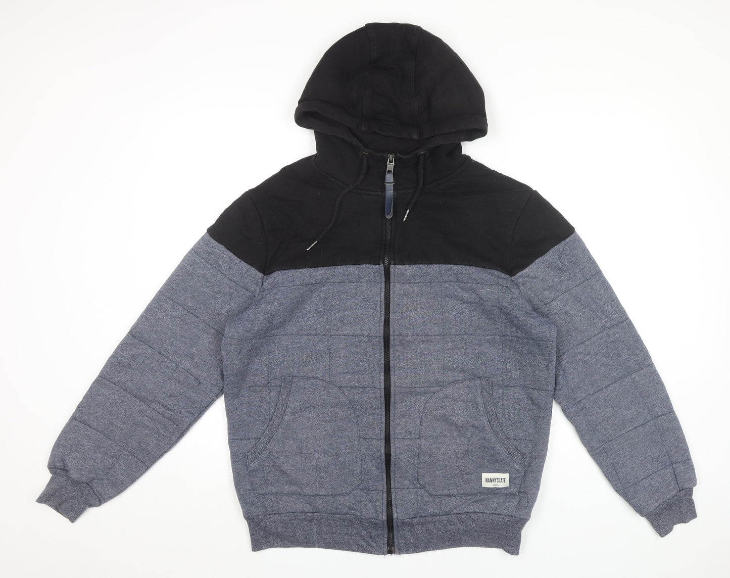 Nanny State Mens Black Blue XL Full Zip Hoodie Jacket Hooded