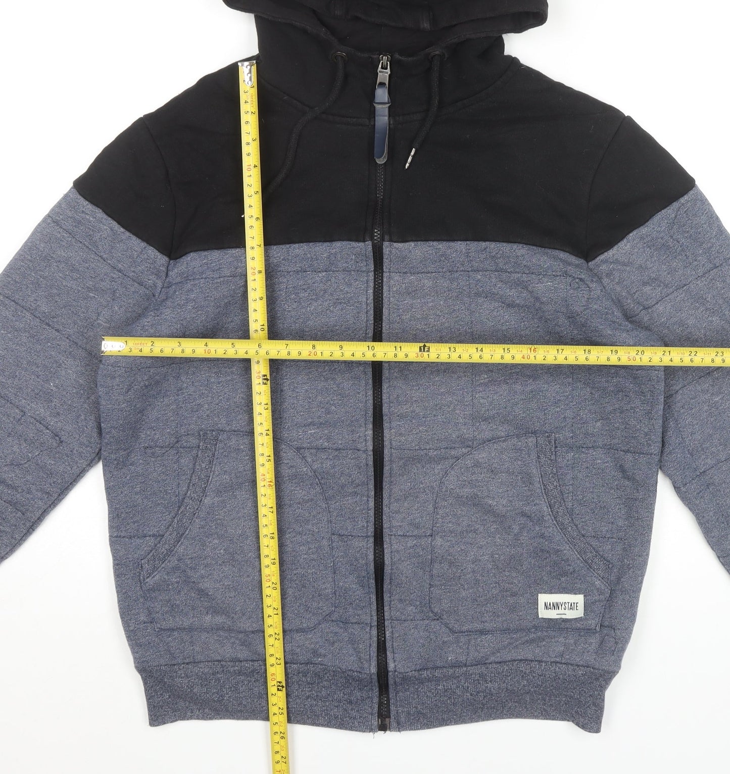 Nanny State Mens Black Blue XL Full Zip Hoodie Jacket Hooded