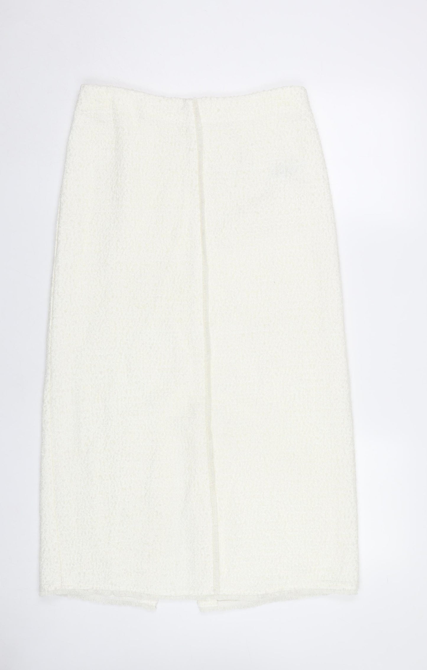 Marks and Spencer Women White Size 12 Wool Blend Midi Pencil Skirt
