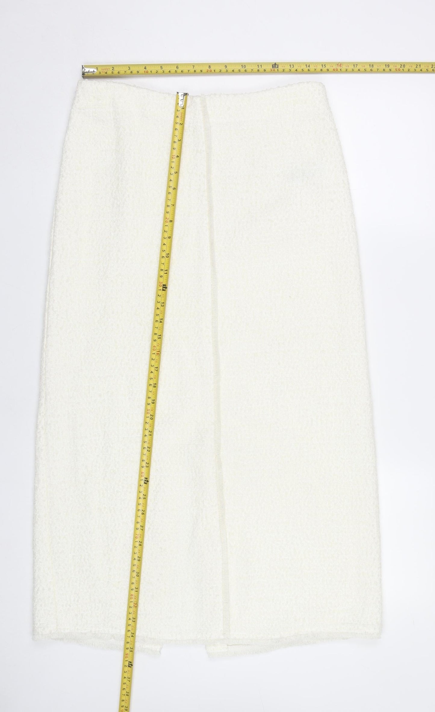 Marks and Spencer Women White Size 12 Wool Blend Midi Pencil Skirt