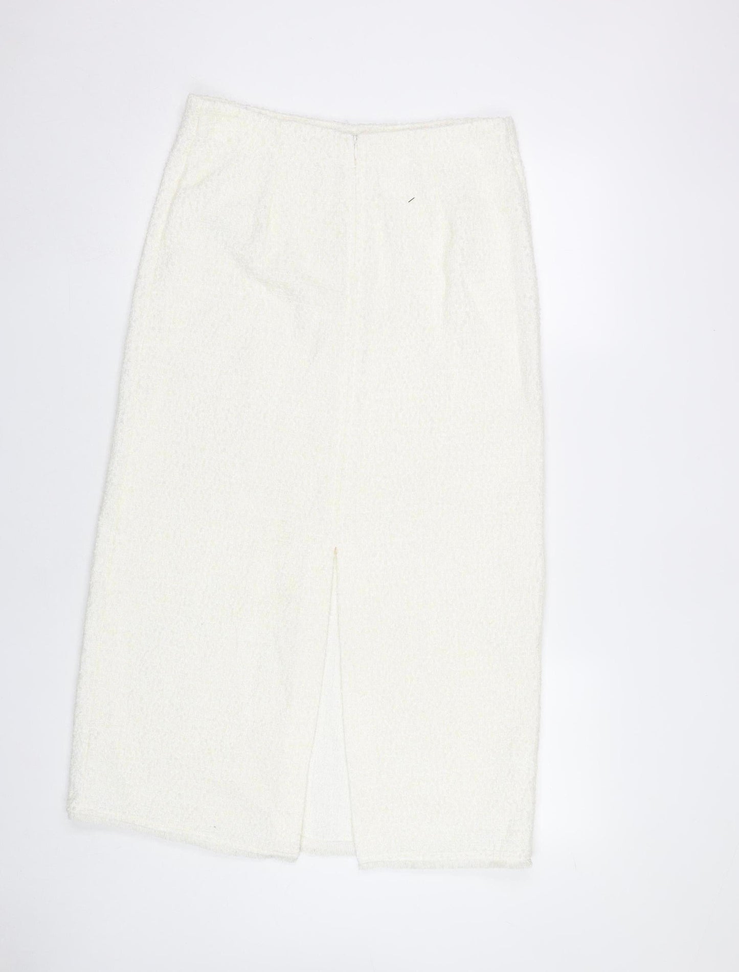 Marks and Spencer Women White Size 12 Wool Blend Midi Pencil Skirt