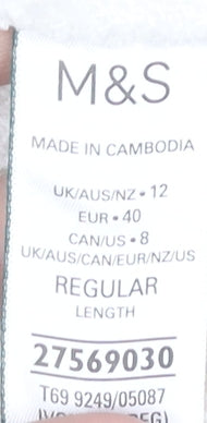 Marks and Spencer Women White Size 12 Wool Blend Midi Pencil Skirt